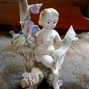 Antique Andrea Hand Painted Procelain Cherub